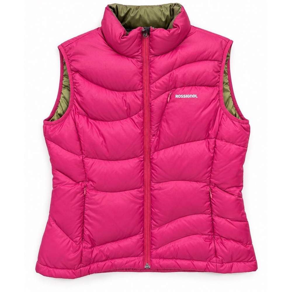 Rossignol Womens Pink Goose Down Puffer Vest Quilted Full Zip Size M